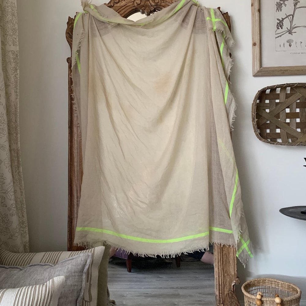 Beige and Lime Green Scarf